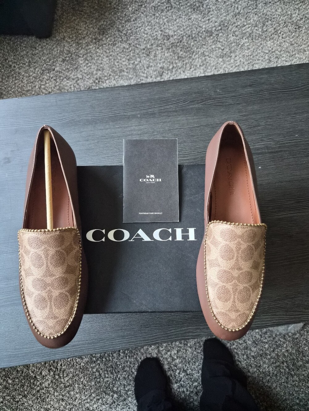 COACH Men’s Tan & Brown Signature Canvas Slip-On Loafers